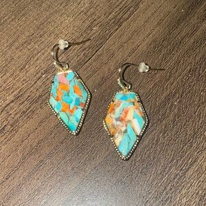 Kendra Scott Turquoise and Orange Drop Earrings